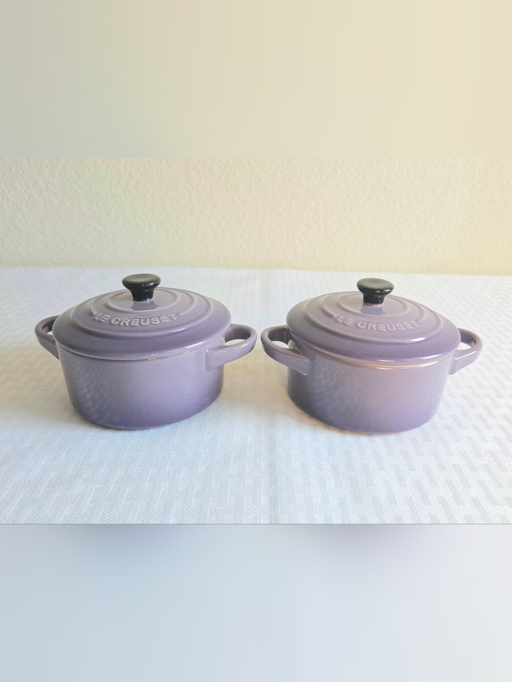 Le Creuset set of 2 Mini Round Cocotte Ultra Violet Purple discontinued HTF